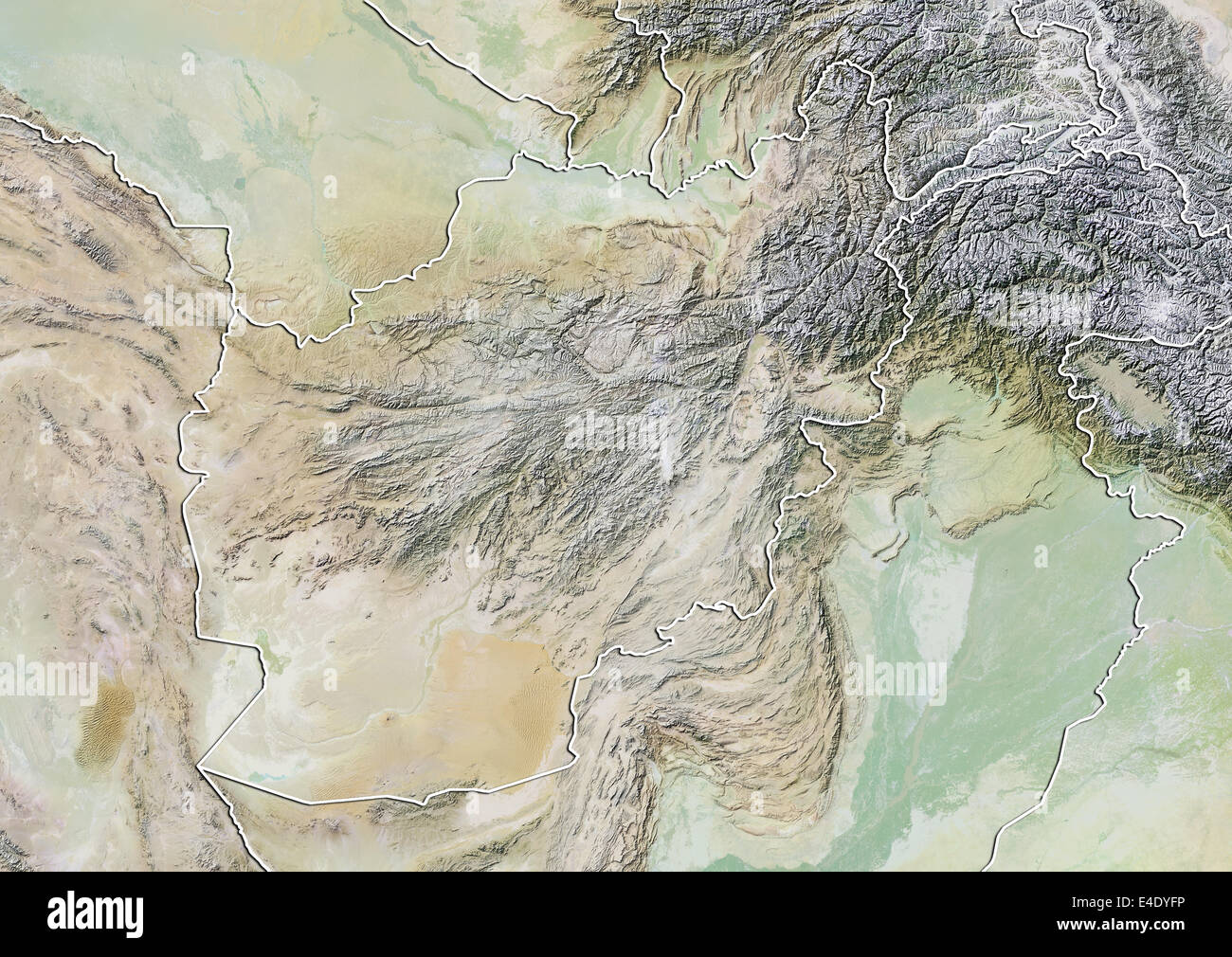 Afghanistan, Reliefkarte mit Rand Stockfoto