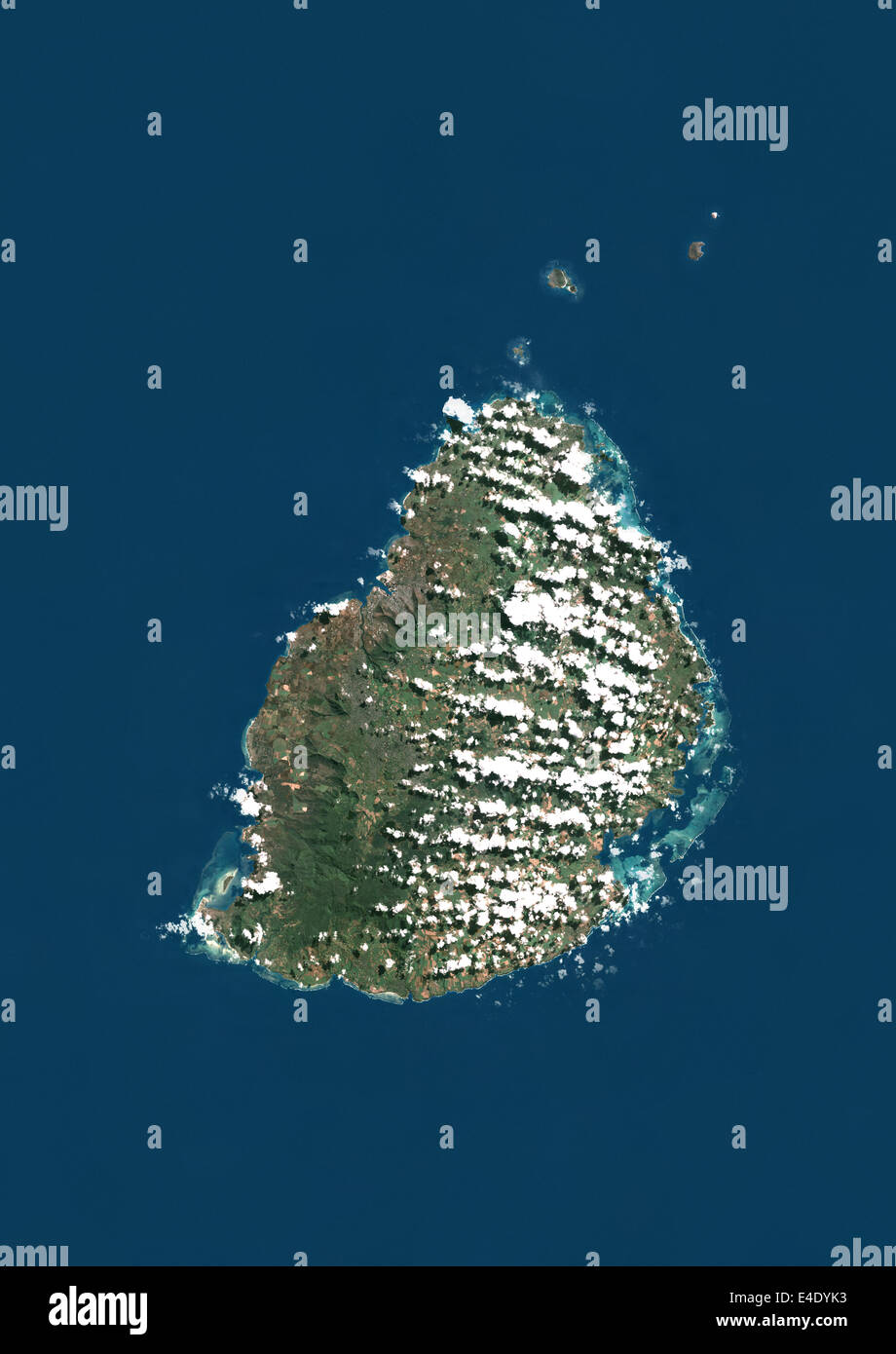 Mauritius, Echtfarben-Satellitenbild Stockfoto