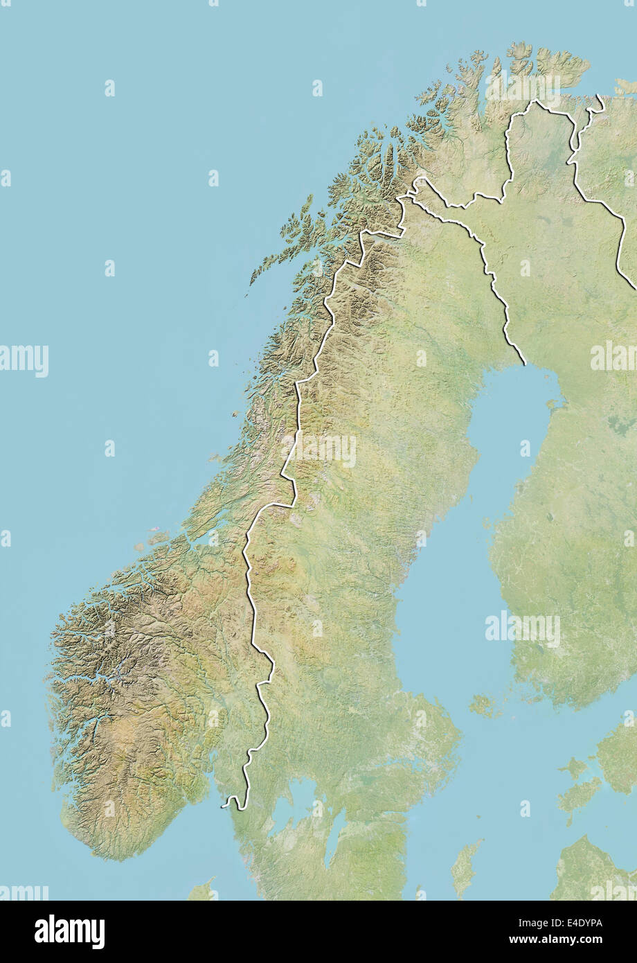 Norwegen, Reliefkarte mit Rand Stockfoto