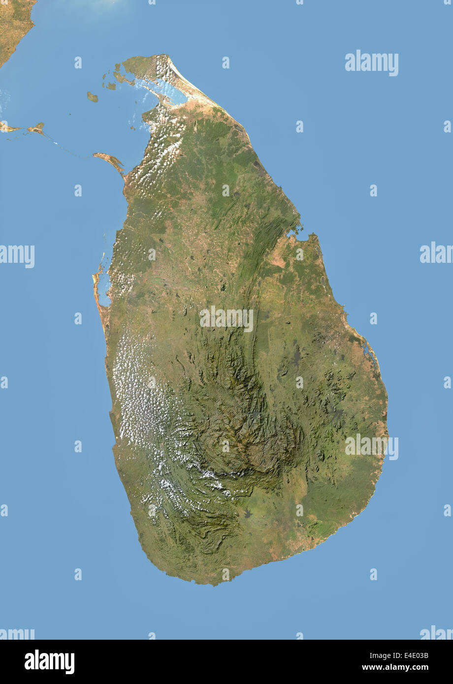 Sri Lanka, Satellitenbild mit Relief-Effekt Stockfoto