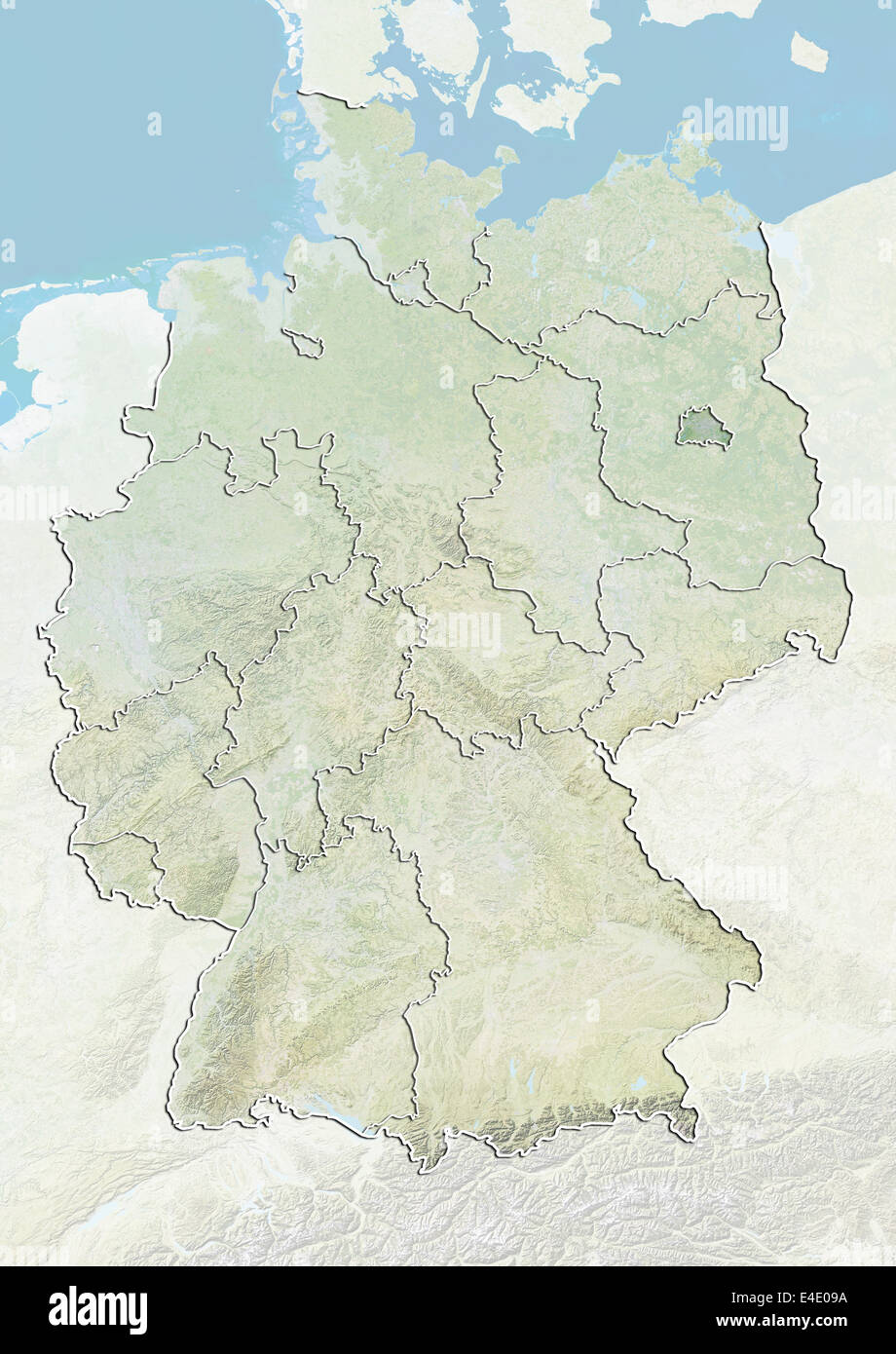 Deutschland und das Land Berlin, Reliefkarte Stockfoto