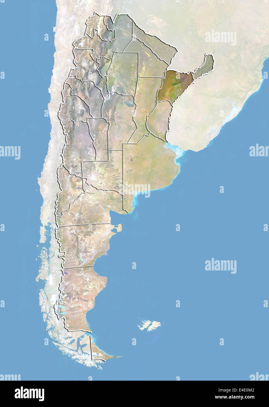 Argentinien und die Provinz Corrientes, Satellitenbild mit Relief-Effekt Stockfoto Argentinien und die Provinz Corrientes, Satellitenbild mit Relief-Effekt Stockfoto