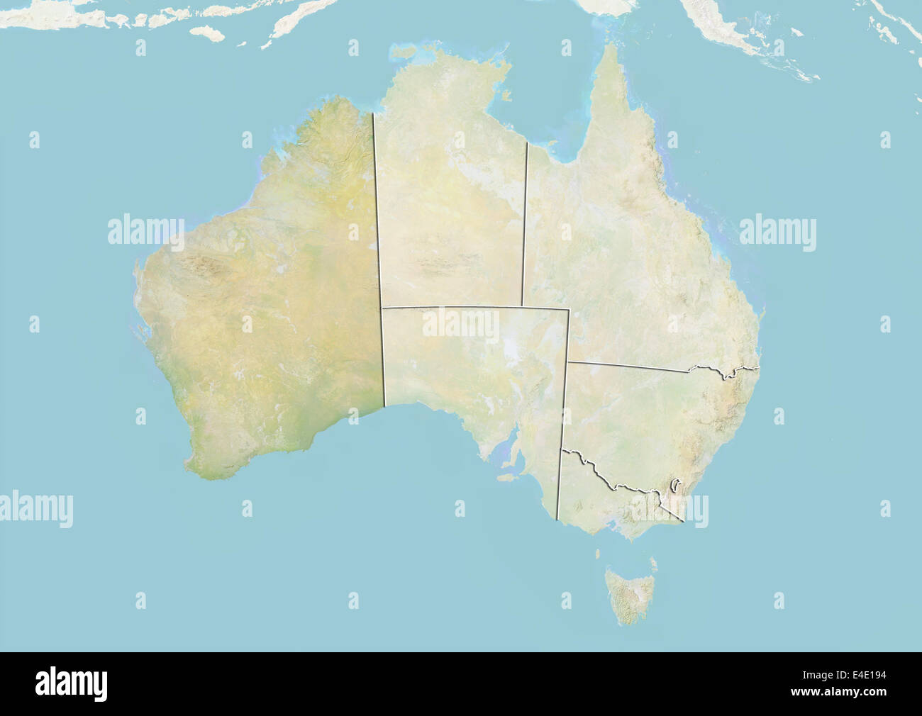 Australien und der Bundesstaat Westaustralien, Reliefkarte Stockfoto