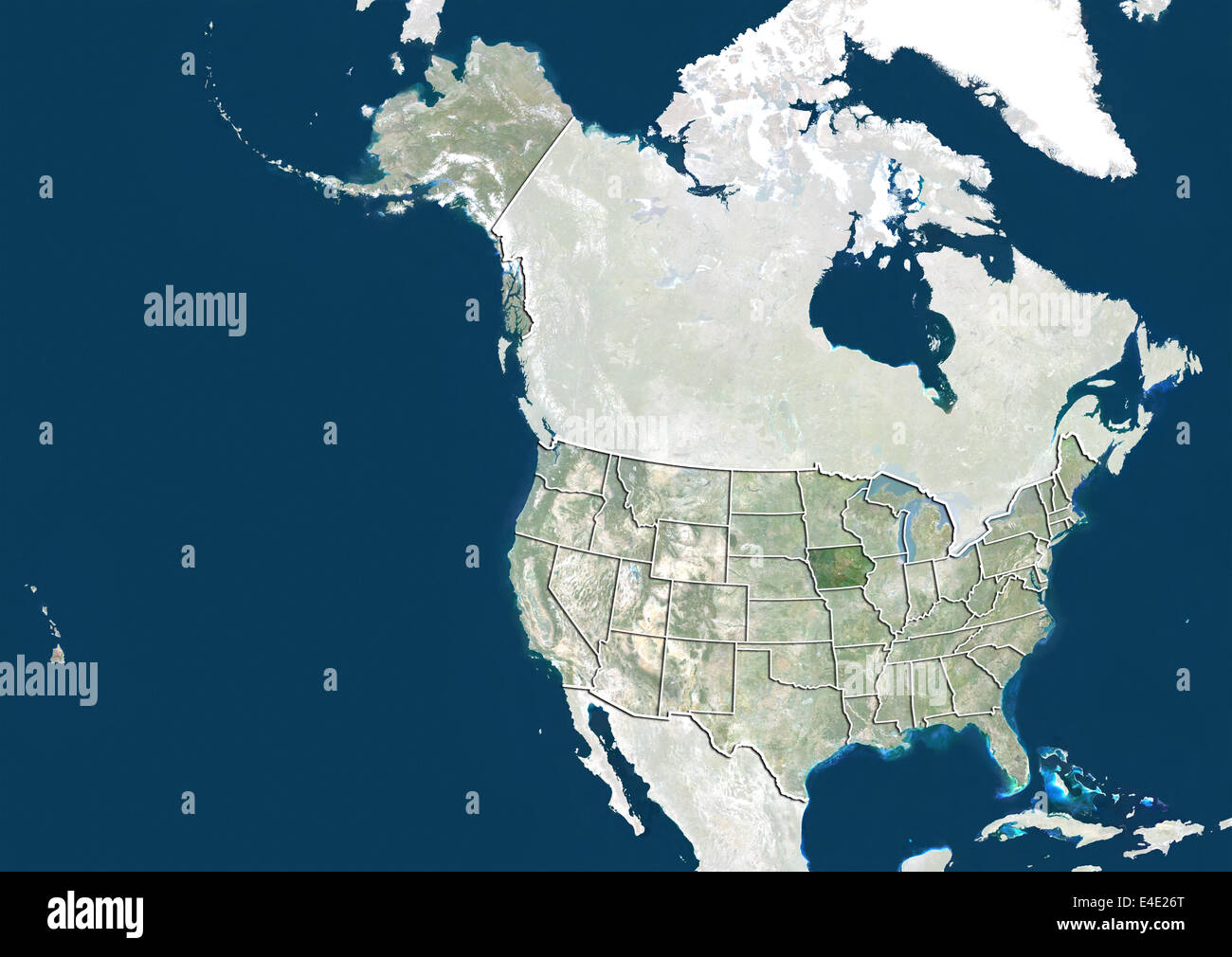 Vereinigten Staaten und der Bundesstaat Iowa, Echtfarben-Satellitenbild Stockfoto