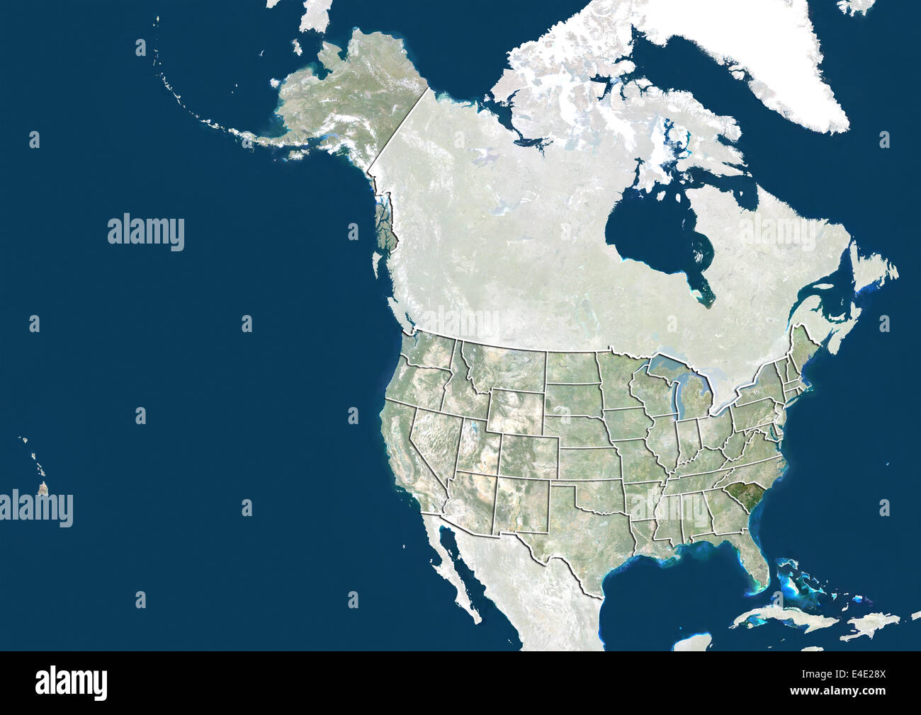 Vereinigten Staaten und den Bundesstaat South Carolina, Echtfarben-Satellitenbild Stockfoto