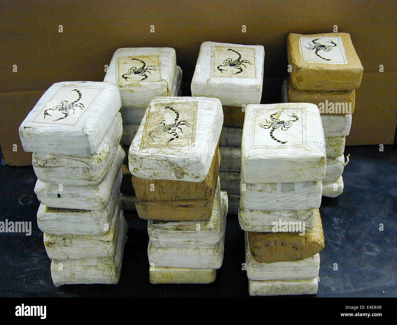 Scorpion Marke Kokain beschlagnahmt von United States Drug Enforcement Administration (DEA). Stockfoto