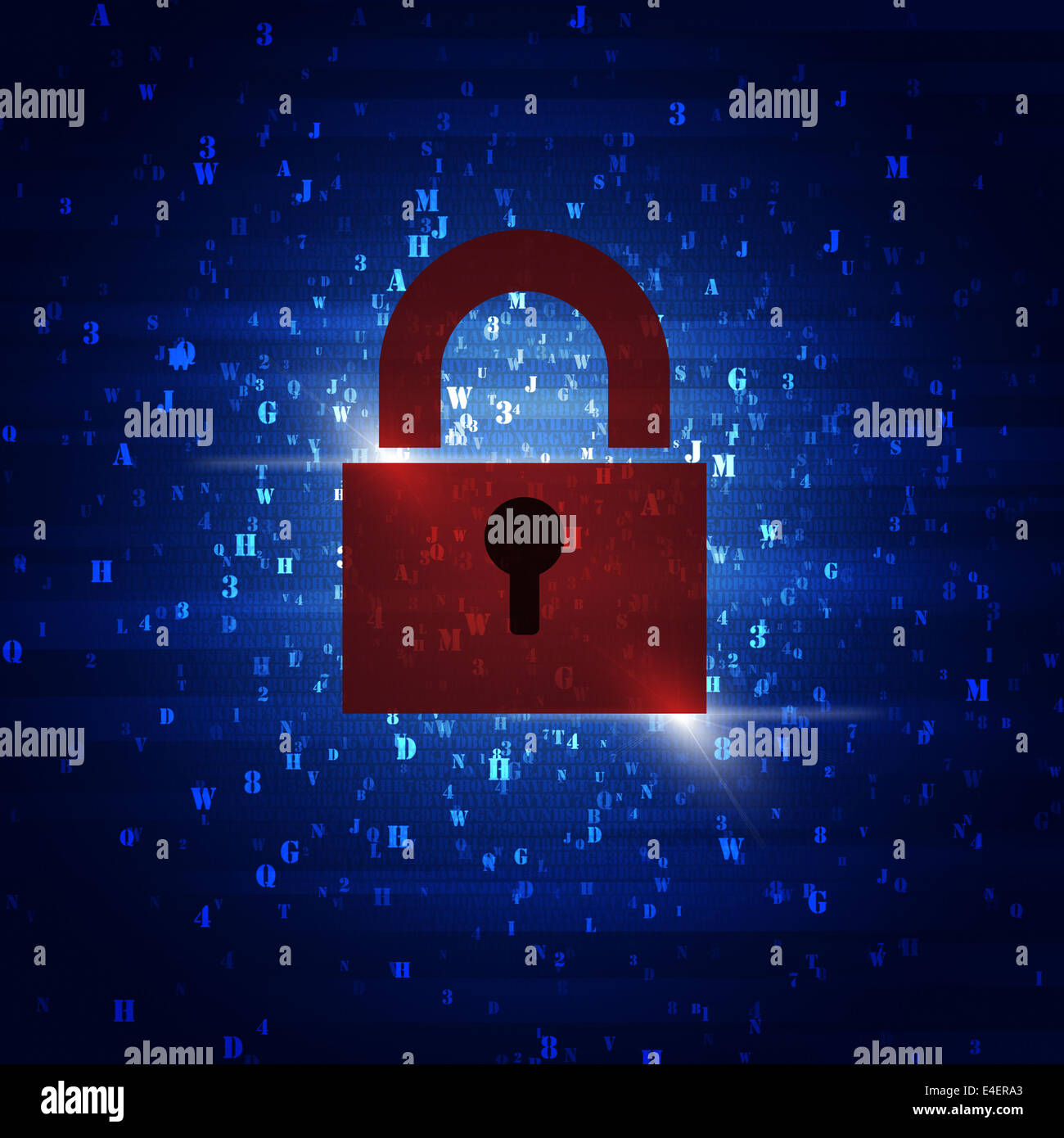 abstrakter Begriff Sicherheit Codeschloss auf blauem Hintergrund Stockfoto