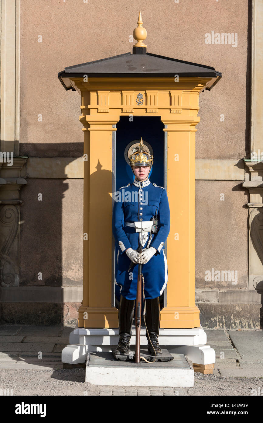 Kungliga Slottet Eingang mit einer Wache von den königlichen Wachen Stockfoto