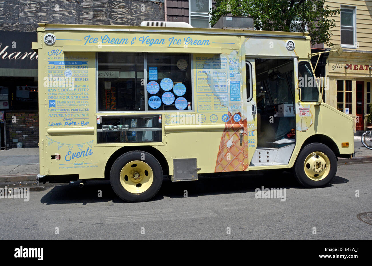 Ein LKW Verkauf veganes Eis an der Bedford Avenue in Williamsburg, Brooklyn, New York Stockfoto