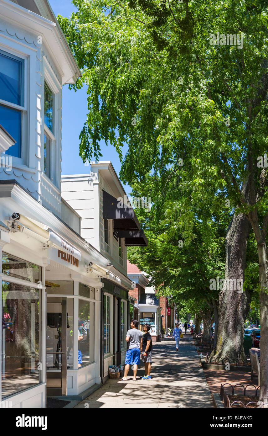 Hauptstraße in das Dorf von East Hampton, Suffolk County, Long Island, NY, USA Stockfoto