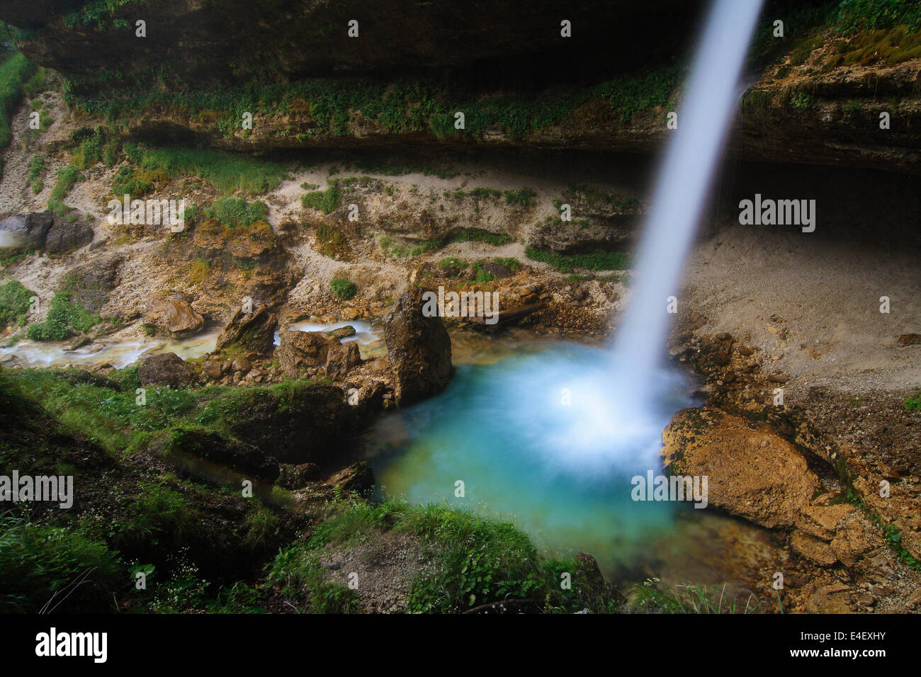 Pericnik Wasserfall im Nationalpark Triglav, Julischen Alpen Sloweniens. Stockfoto