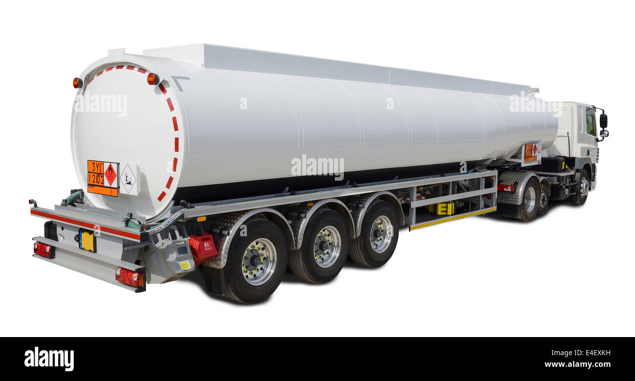 Weiße UK Fuel tanker Stockfoto