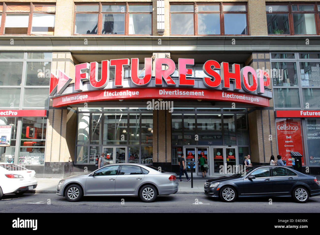 Zukünftige Shop Store auf Rue Ste-Catherine, Montreal, Quebec. Future Shop ist Kanadas größte Elektrofachmarkt. Stockfoto