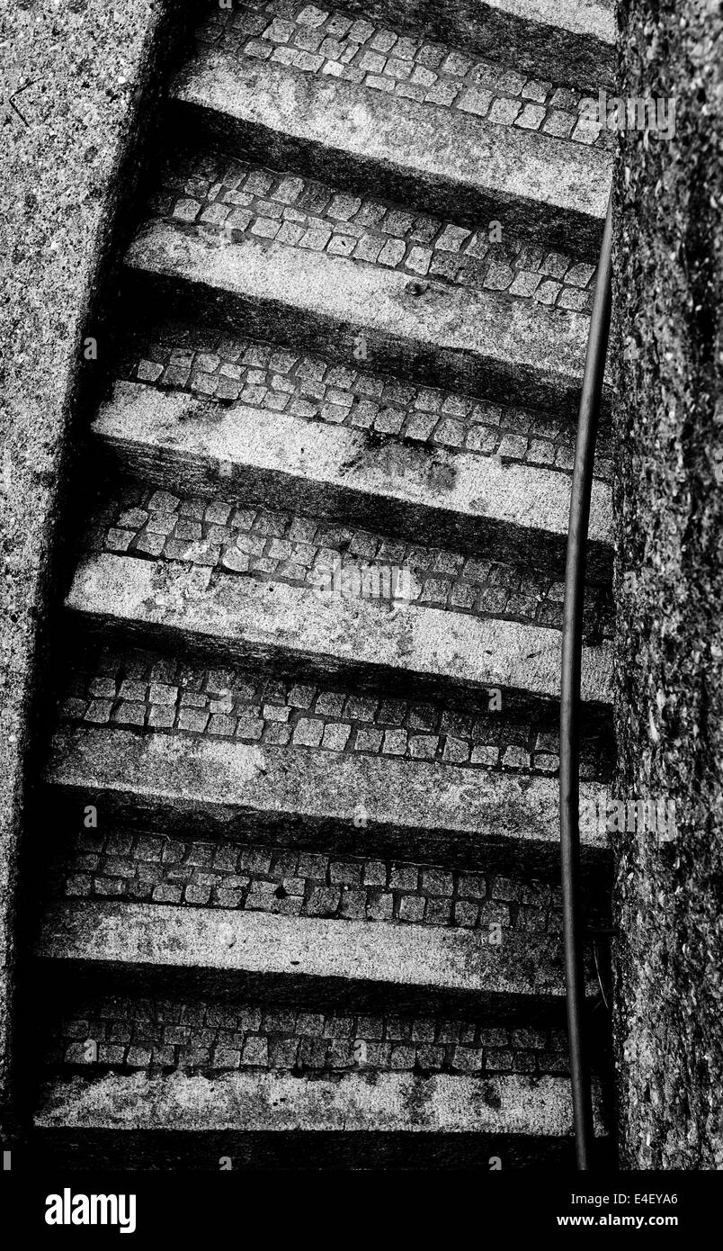 Grunge geschwungene Treppe Stockfoto