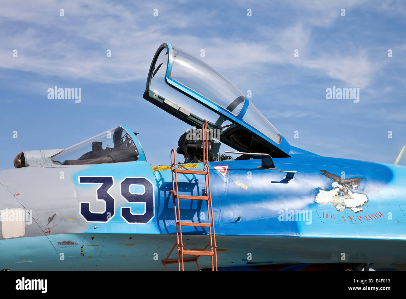 Ukrainische Luftwaffe Su-27 Flanker Cockpit Detail, Hradec Kralove, Tschechische Handelsministerium. Stockfoto