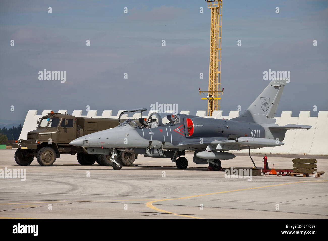 Slowakische L-39ZAM Albatros während NATO Übung Ramstein Rover, Furt, Tschechische Republik. Stockfoto