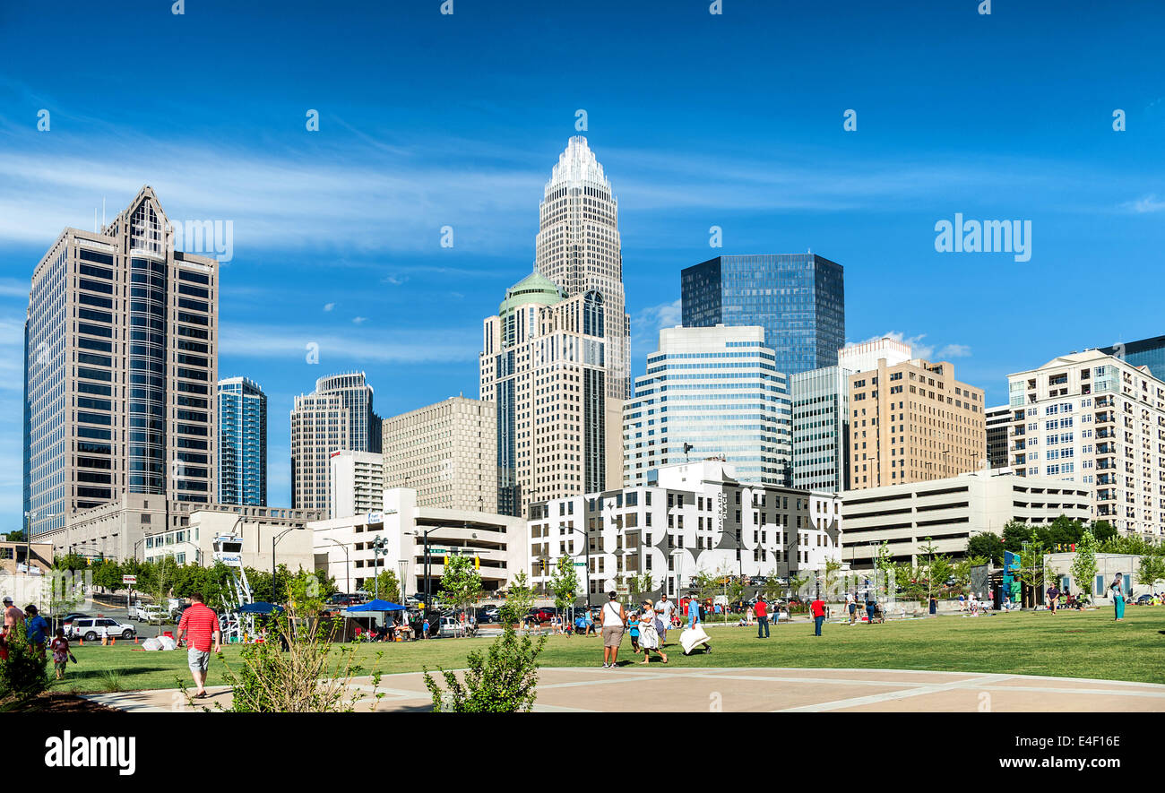 Charlotte, NC USA Blick auf uptown Stockfoto