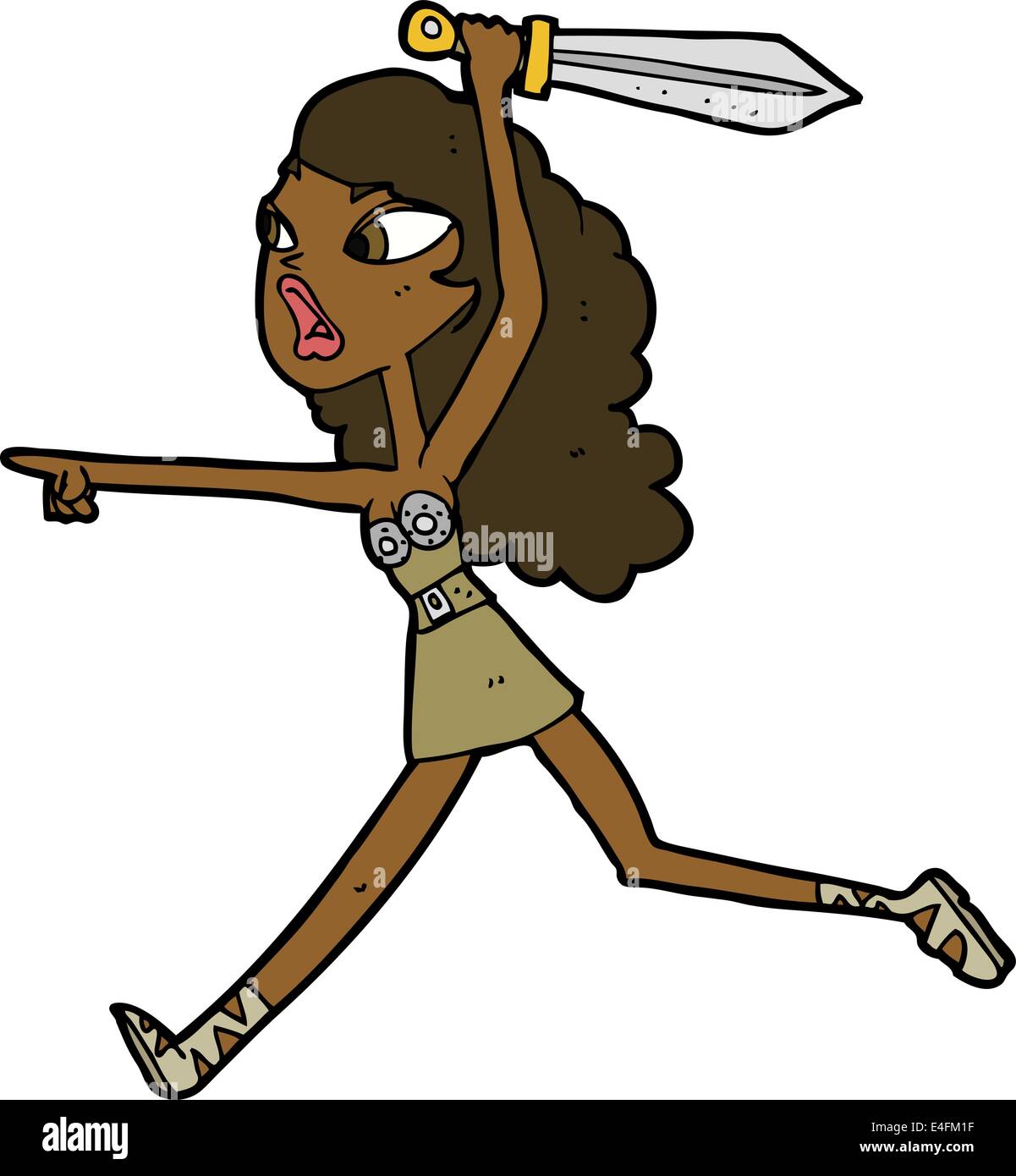 Cartoon-Mädchen mit Schwert Stock Vektor