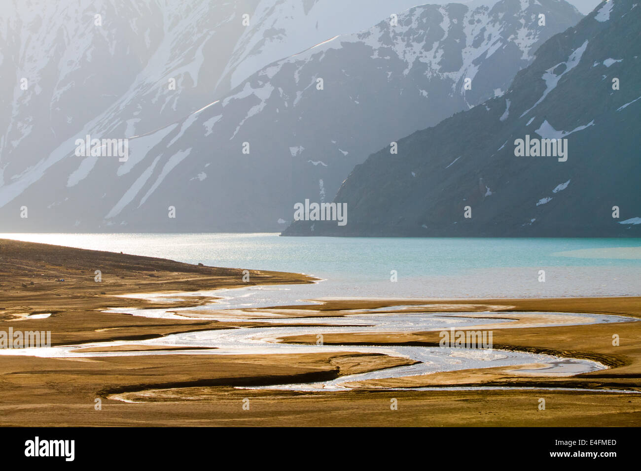 Cajon del Maipo in der Nähe von Embalse El Yeso Reservoir, Anden, Chile Stockfoto