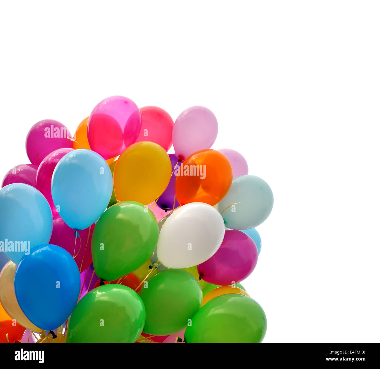 bunte Luftballons, isoliert auf weiss Stockfoto