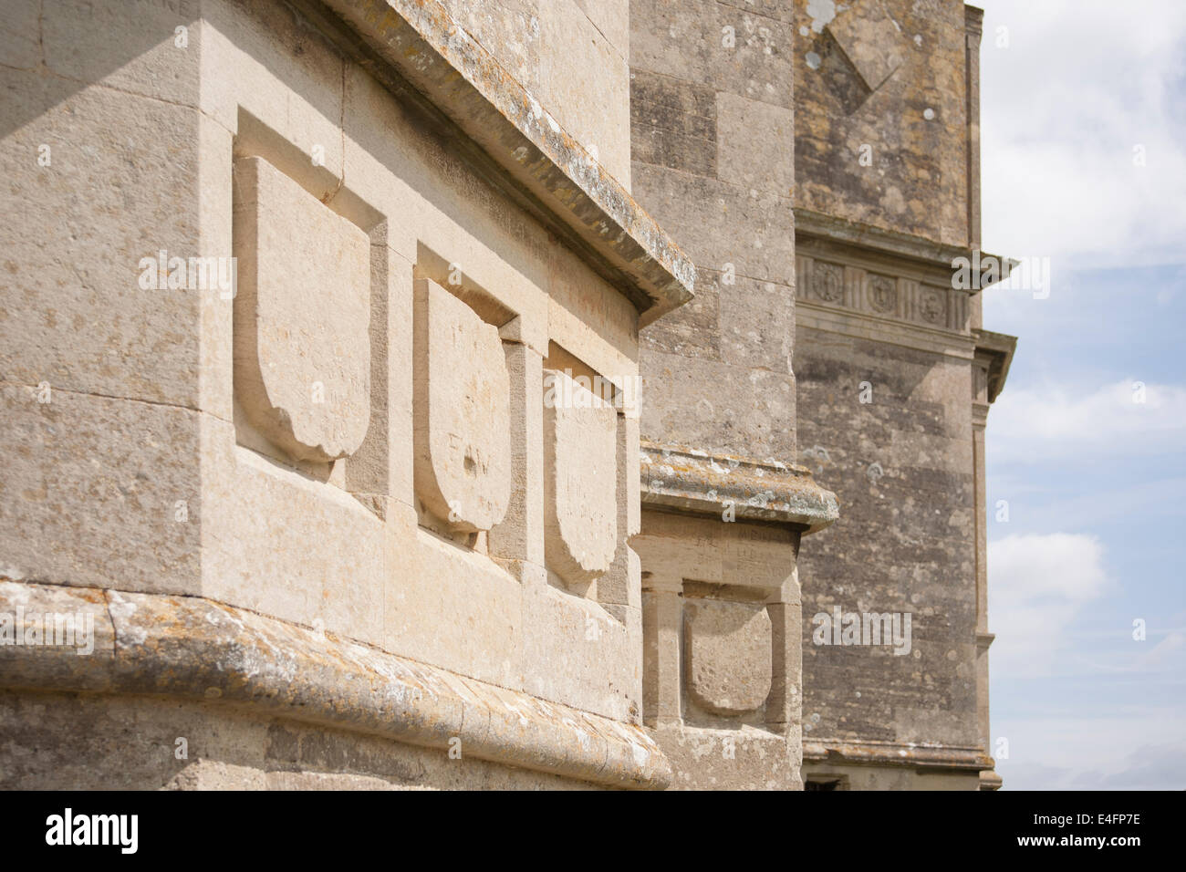 Mauerwerk auf Altstadt errichtet National Trust Herrenhaus in Lyveden neue Bield, Northamptonshire, elisabethanischen Lodge und Gärten Stockfoto