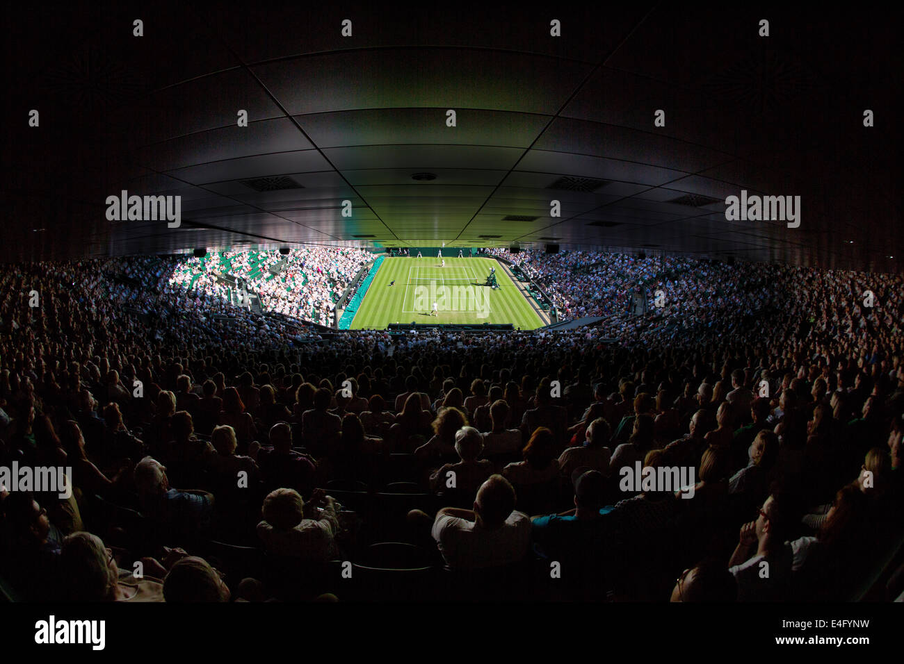 Centre Court Auditorium, Wimbledon Tennis Weltmeisterschaften 2014, Südwesten von London, England, UK Stockfoto