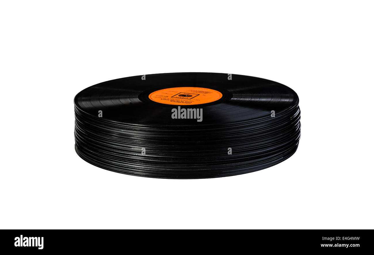 Stapel von lange spielen Vinyl-Schallplatten. Stockfoto