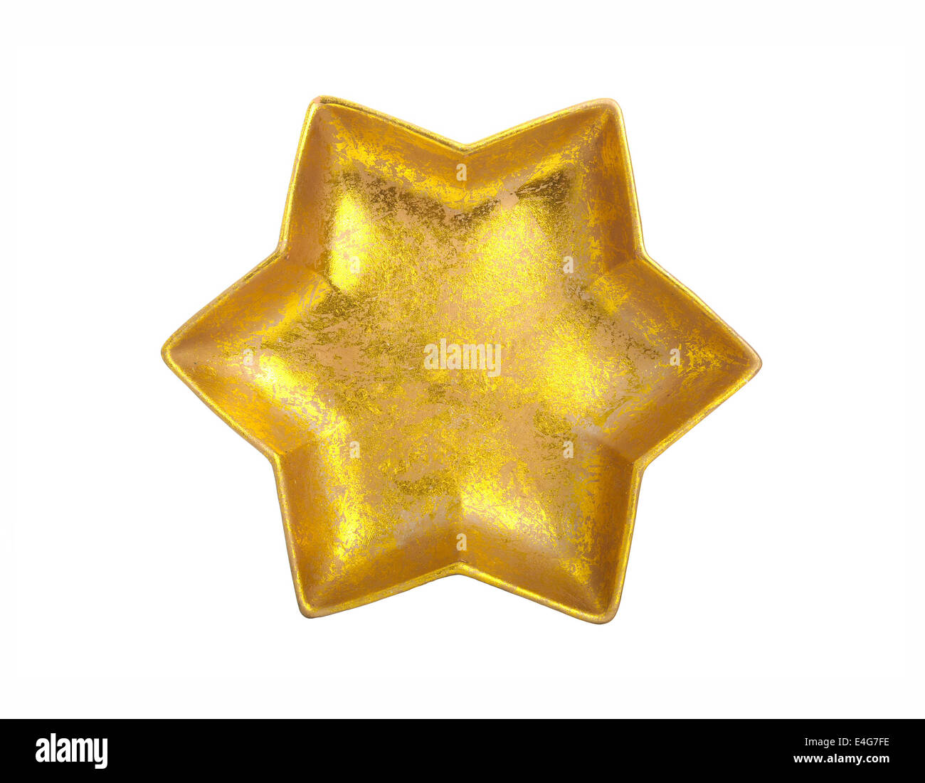 Goldener Stern isoliert über weiss - schöne Weihnachtsdekoration Stockfoto