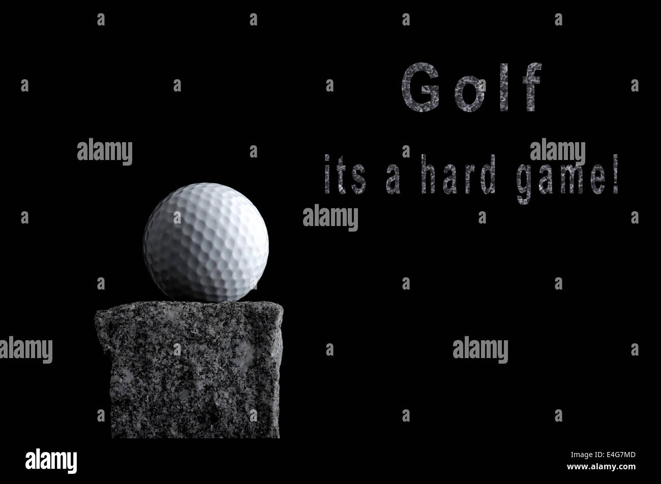 Golfball auf dem Kiesel mit Spruch Stockfotografie Alamy