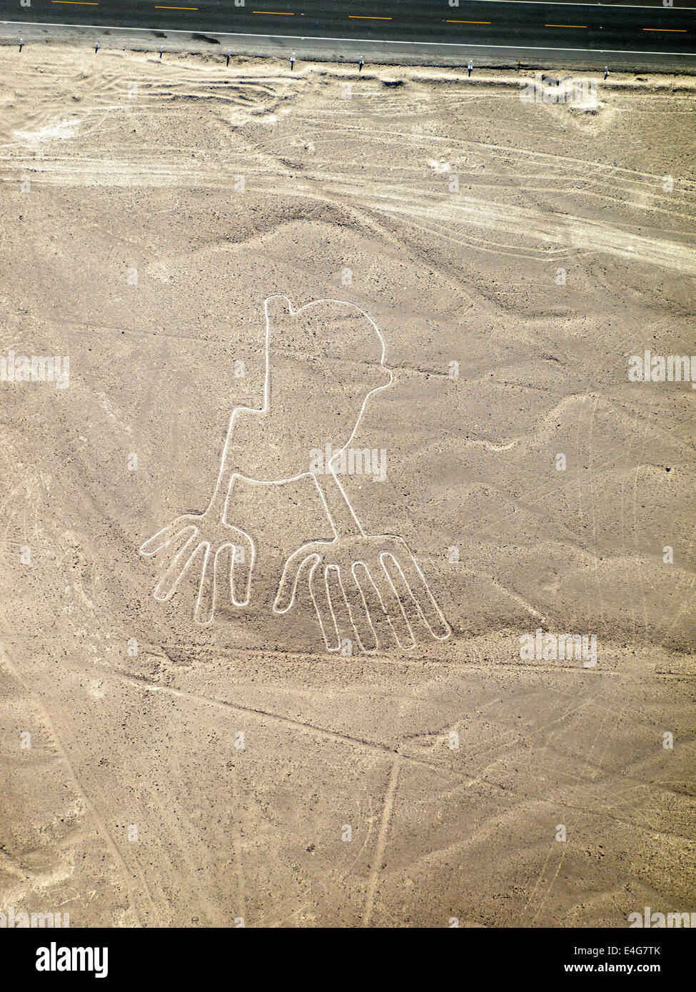 Hände, Linien und Geoglyphen von Nasca, Weltkulturerbe der Unesco - Peru Stockfoto
