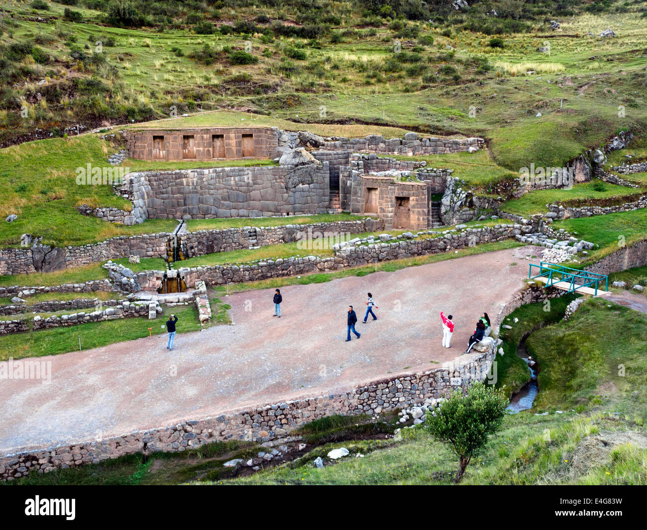Ruinen in die archäologische Stätte von Tambomachay, einem alten Inka Aquädukt nahe Cusco - Peru Stockfoto