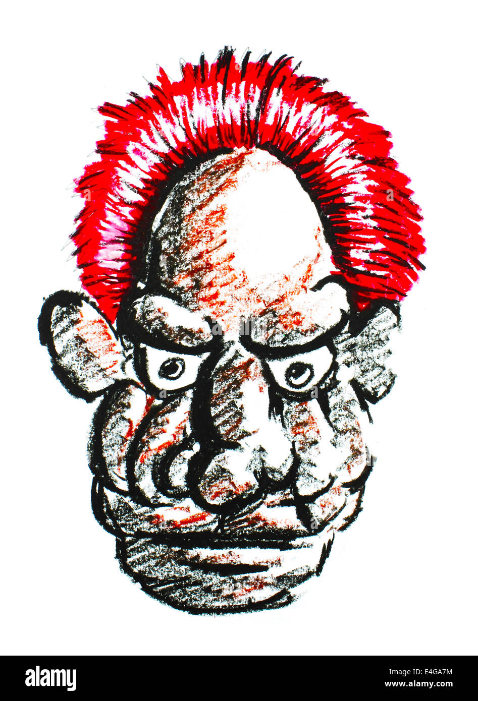 Alter Mann Gesicht mit roten Haaren Stockfoto