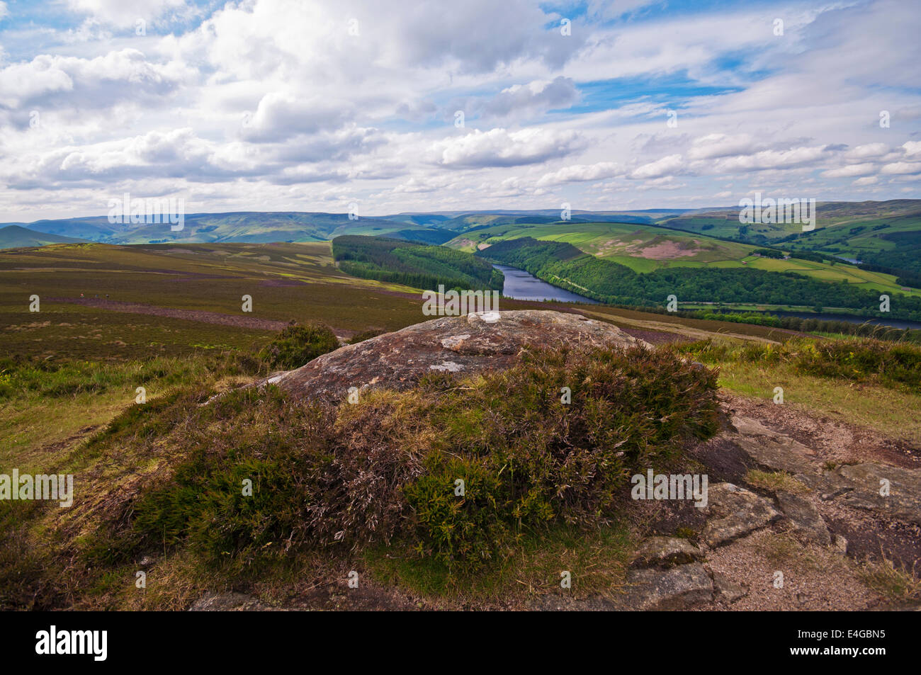 Der Blick Richtung Norden vom Winhill Hecht in der Peak District National Park. Stockfoto
