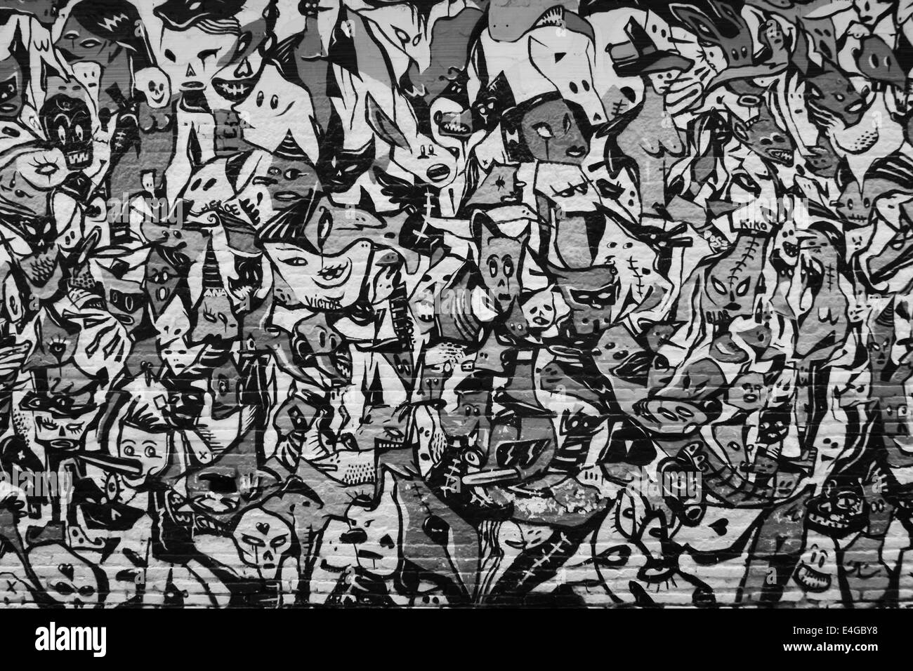 Chaos, Menschenmenge, Graffiti, abstraktes Bild Stockfoto