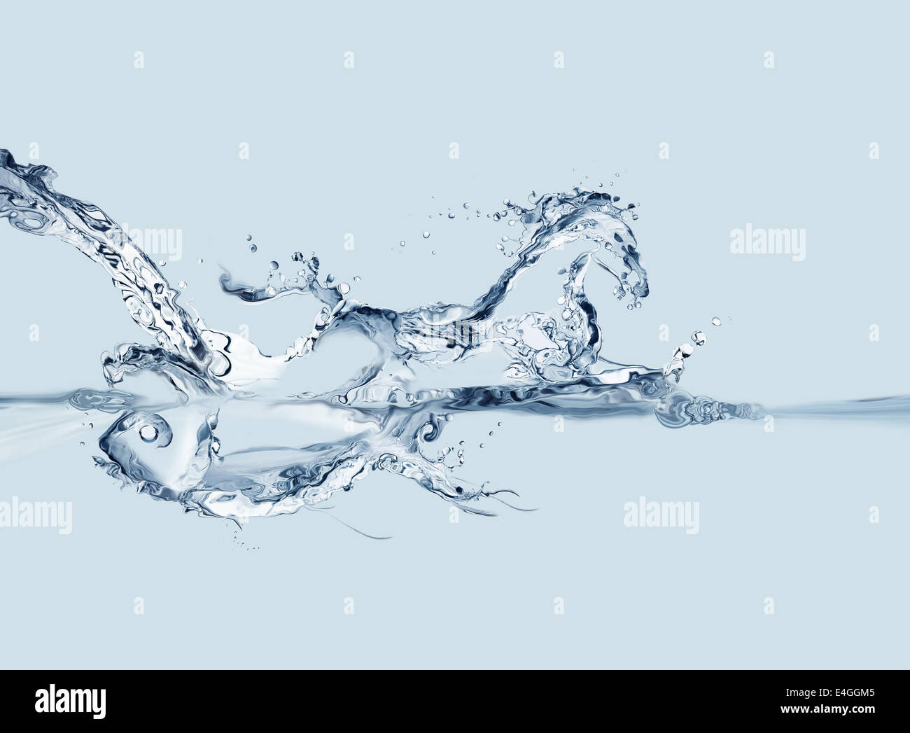 Ein Konzeptbild, wo eine Wasserströmung ein Fisch unter Wasser und ein Pferd über Wasser bildet. Stockfoto