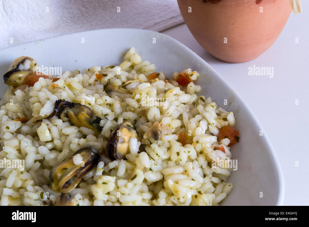 Meeresfrüchte-risotto Stockfoto