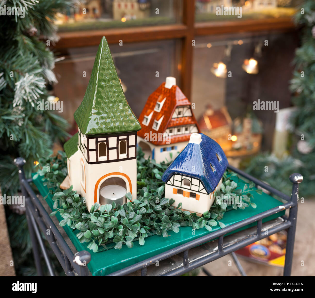 Porzellan-Häuser, typische Souvenirs Rothenburg Ob der Tauber, Deutschland Stockfotografie