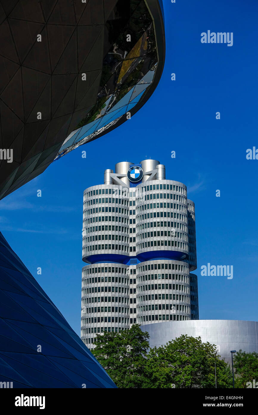 BMW Welt und Sitz "BMW Vierzylinder", München, Bayern, Deutschland, Europa Stockfoto