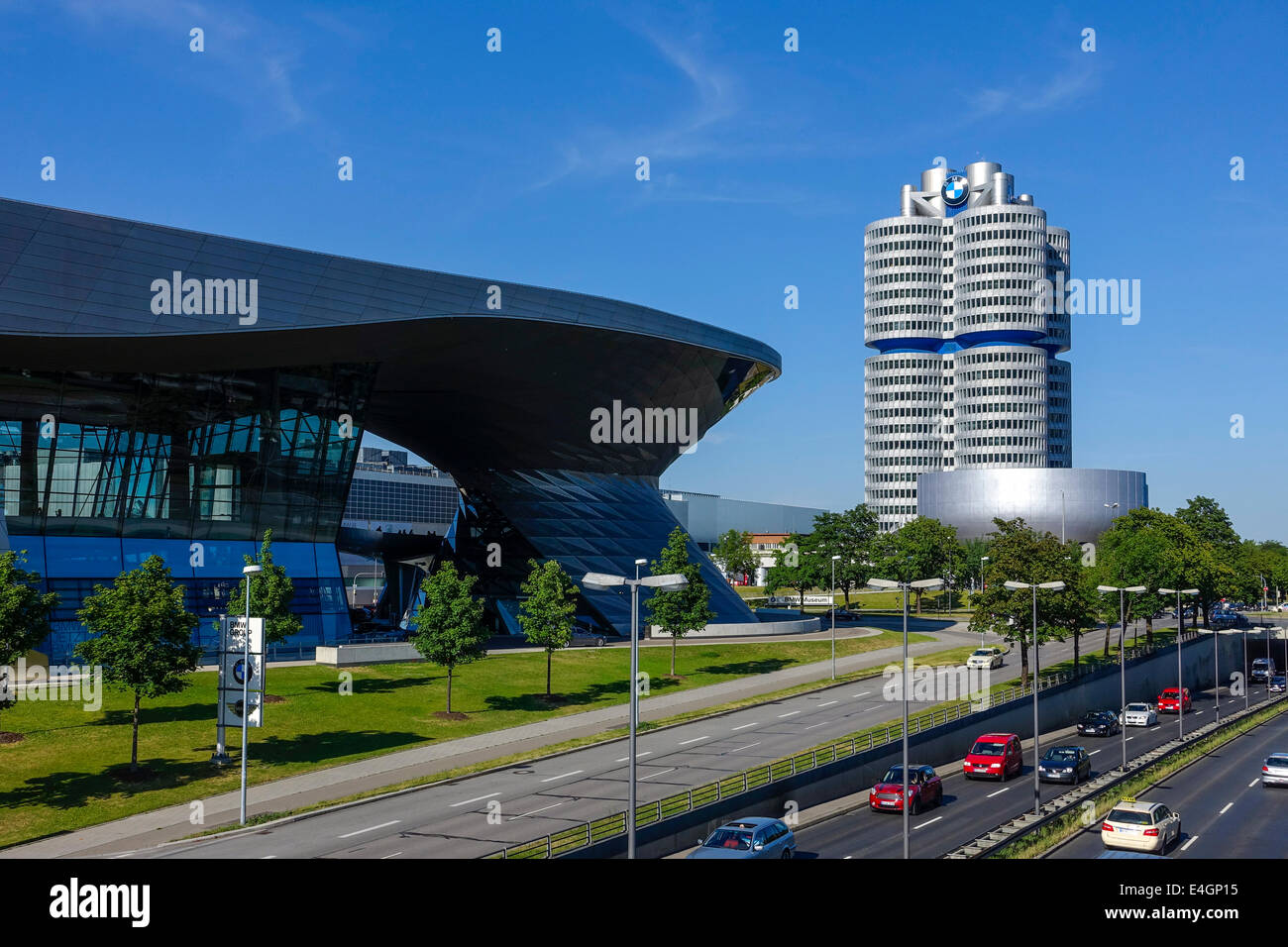 BMW Welt und Sitz "BMW Vierzylinder", München, Bayern, Deutschland, Europa Stockfoto