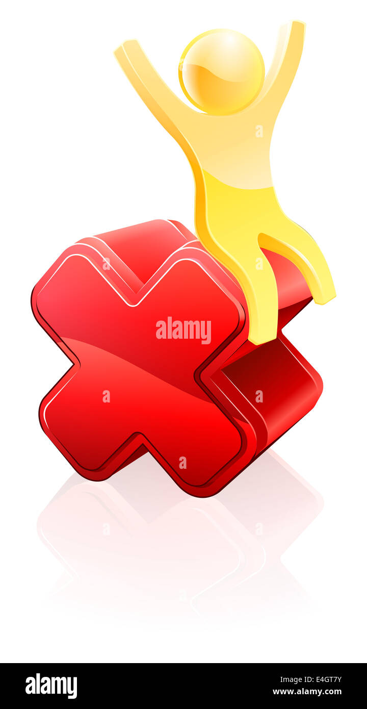 Eine Illustration des Roten Kreuzes glücklich setzte auf ein großes rotes Kreuz-Symbol Stockfoto