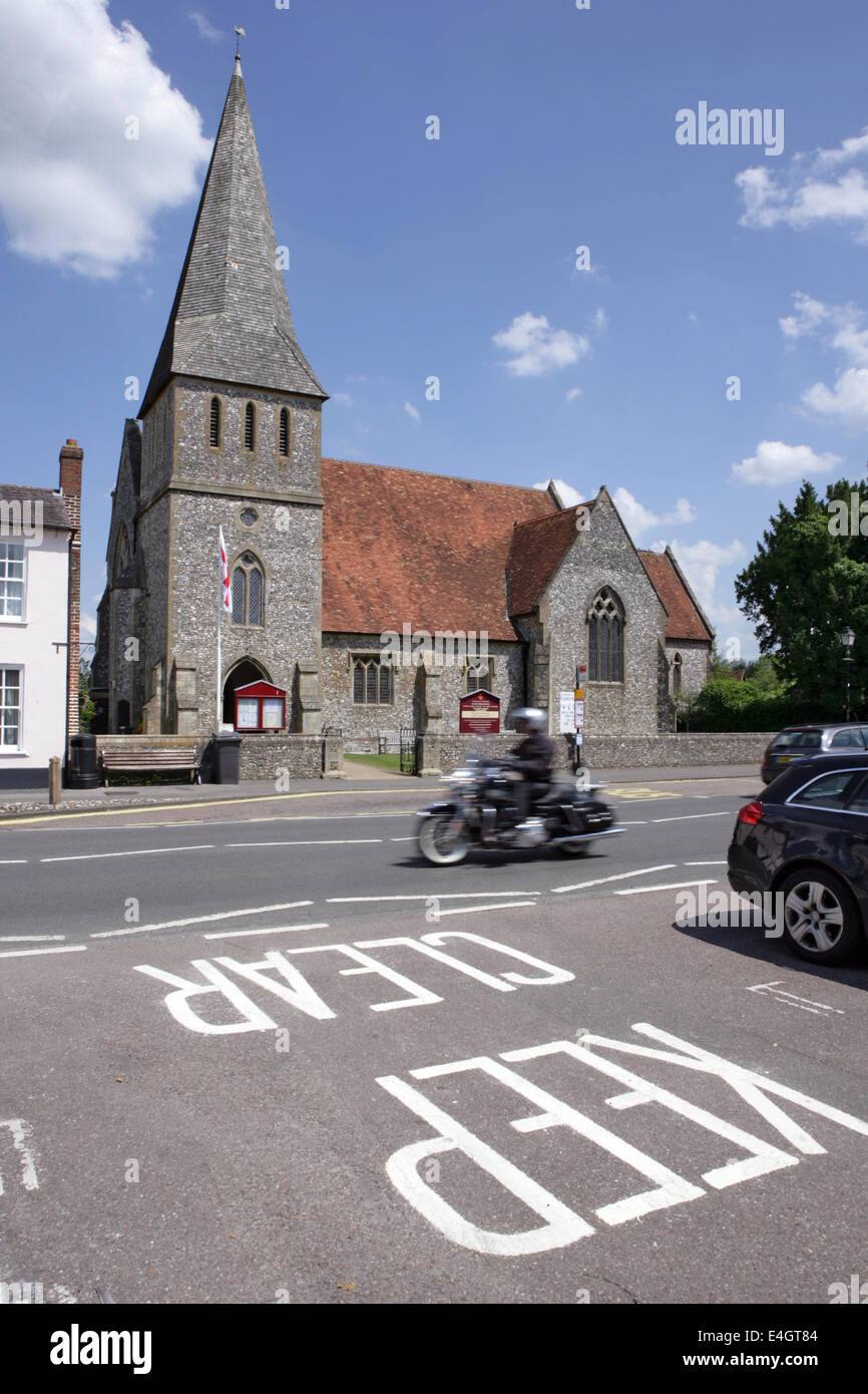 St. Peter-Kirche auf der High Street in Stockbridge, Hampshire, England Stockfoto