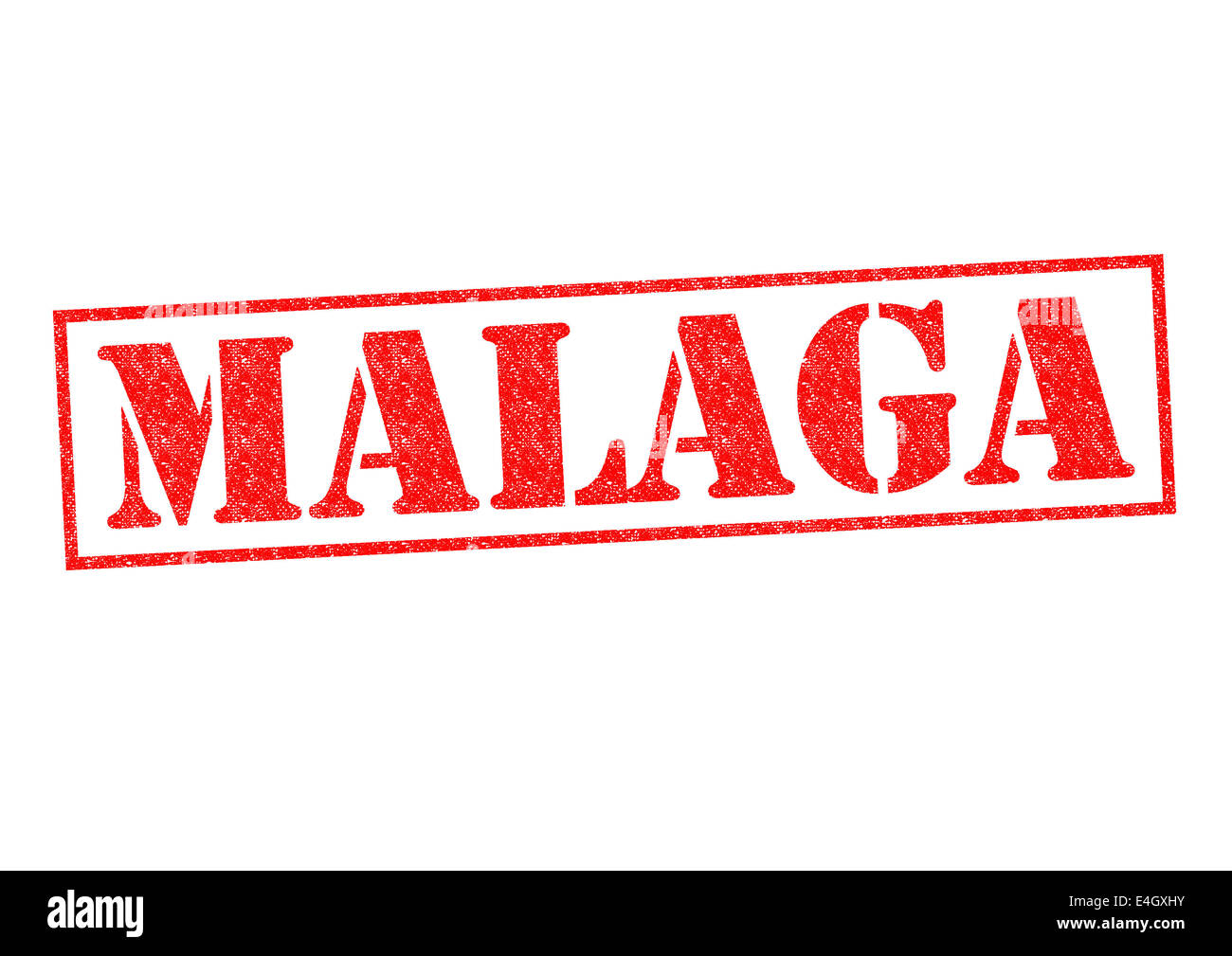 MALAGA-Stempel auf einem weißen Hintergrund. Stockfoto