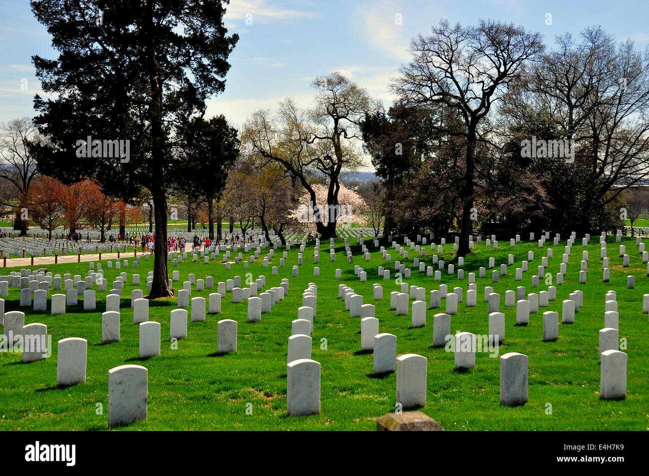 Arlington, Virginia: Reihen von Gräbern erweitern sich ein Grashügel auf dem Arlington National Cemetery * Stockfoto