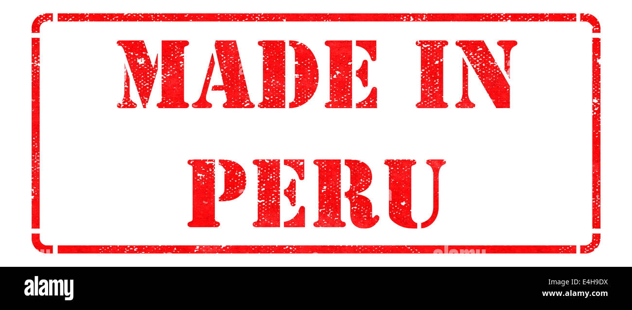 Made in Peru auf roten Stempel. Stockfoto