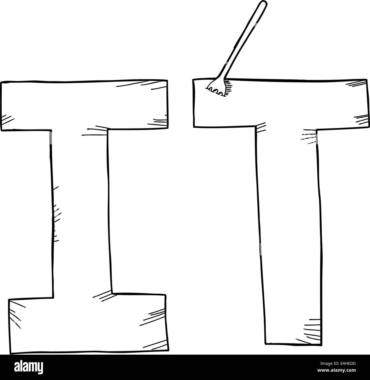 Das Wort IT mit einer Gabel in den Brief stecken Stockfoto