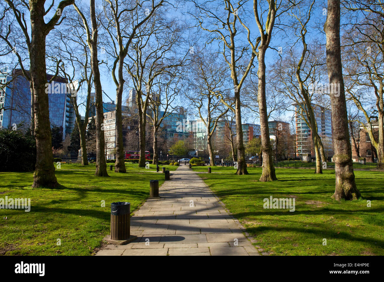 Blick auf Paddington Green in London. Stockfoto