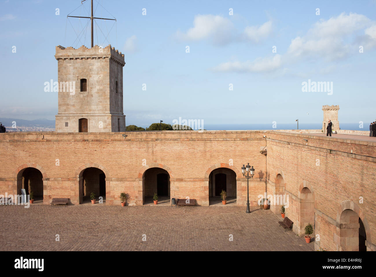 Schlosshof von Montjuic in Barcelona, Katalonien, Spanien. Stockfoto