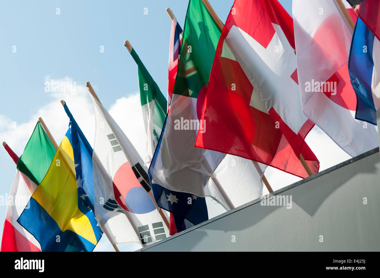 Flaggen aus vielen Nationen. Stockfoto