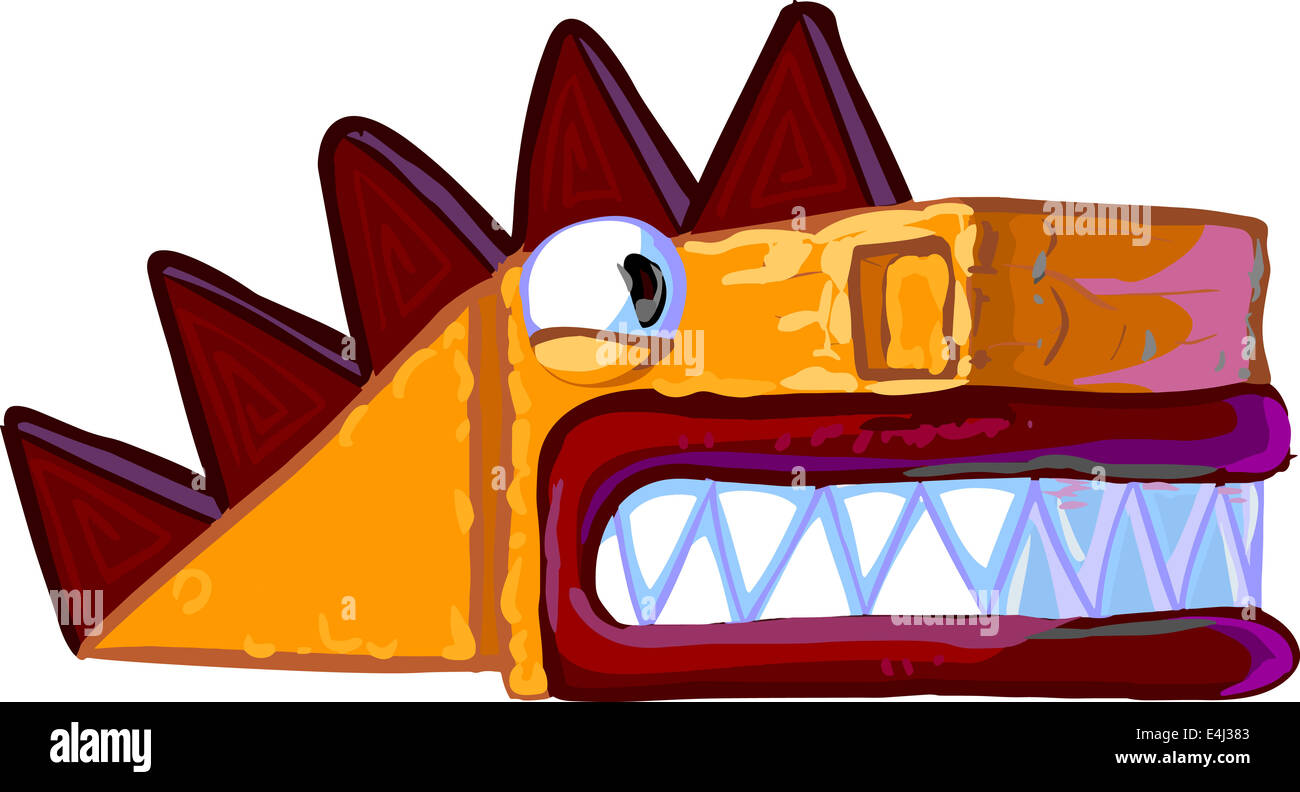 Comic-Illustration eines Drachen. Isoliert. Stockfoto