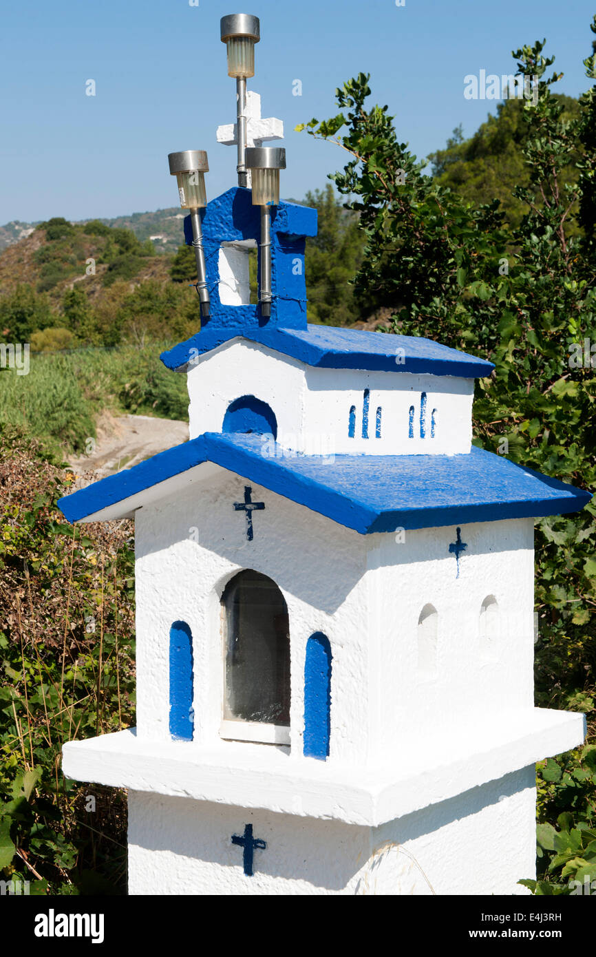 Griechenland, Rhodos, Bei Éléoussa, Strassenkapelle Stockfoto
